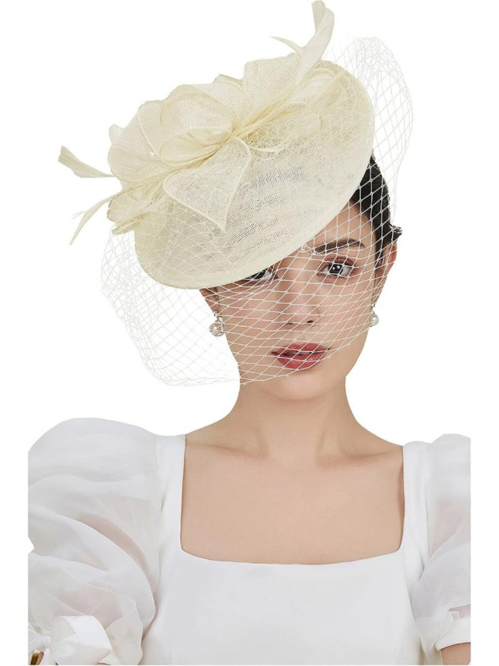 Elegant Pillbox Fascinator Hat for Women with Feather Veil - Perfect for